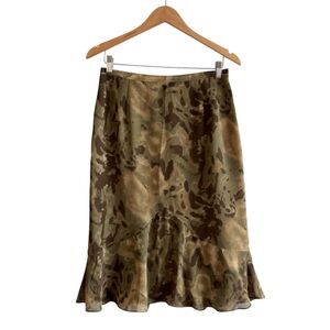 Vintage Y2K Patterned Flared Ruffle A-Line Skirt